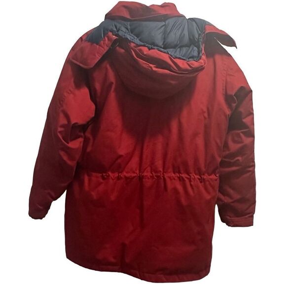 Women's Lands' End Red Goose Down Fill Puffer Coat Size Medium With Wear - Picture 5 of 10